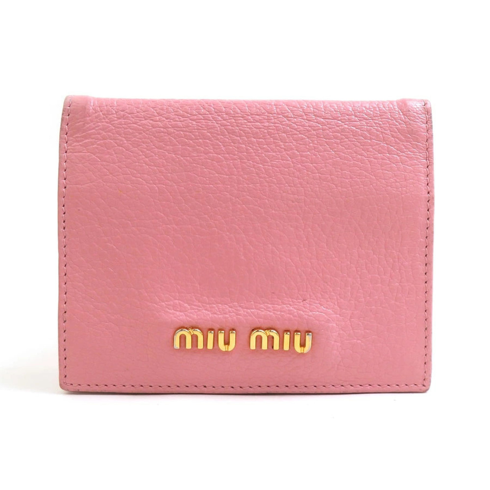 Miu Miu Card Case Wallet Leather Pink